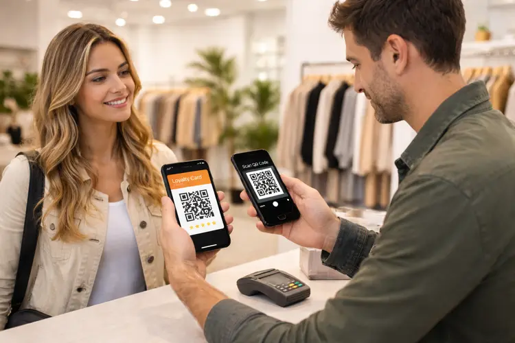 Merchant scanning a customer's loyalty card